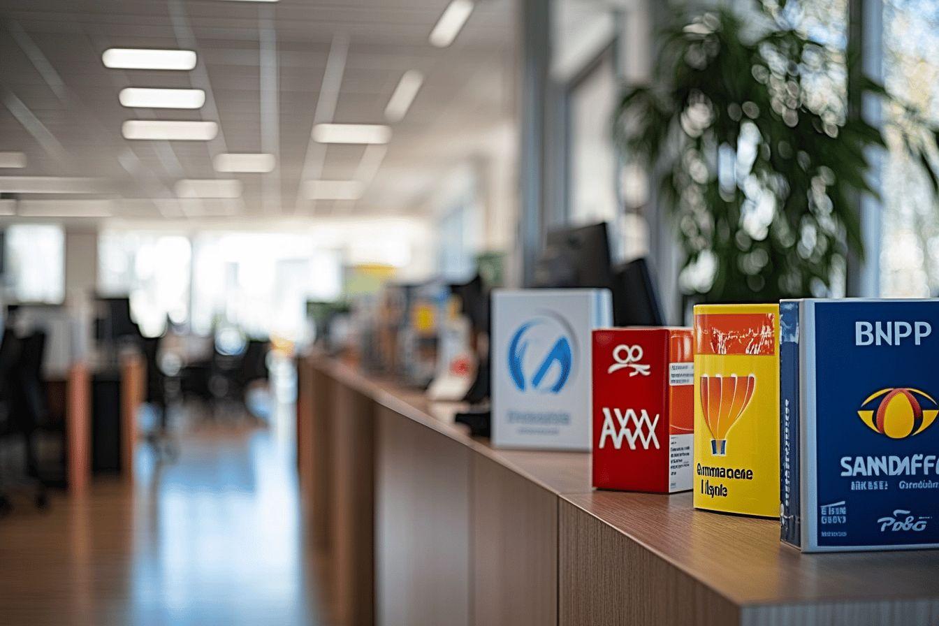 Bo&icirc;tes color&eacute;es de marques align&eacute;es sur un bureau d'entreprise