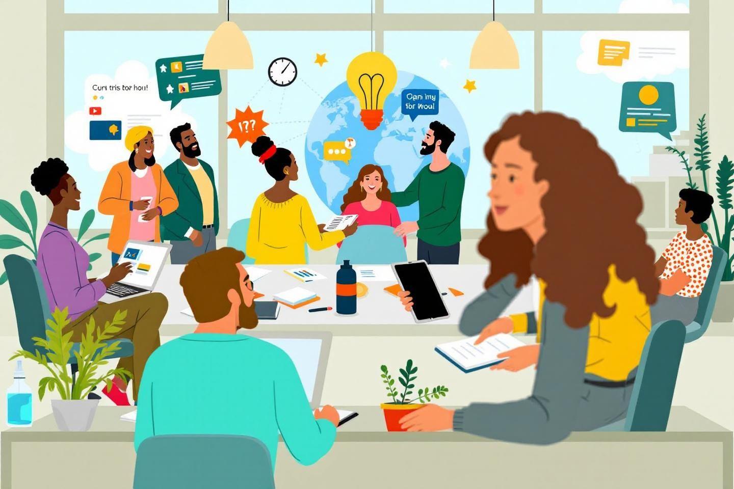 Équipe diversifiée travaillant ensemble lors d'une réunion collaborative