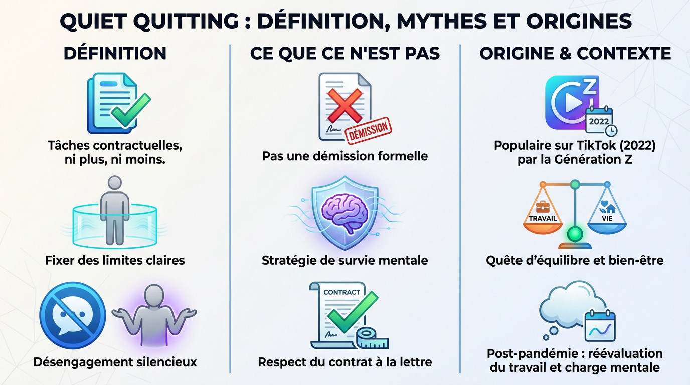 Illustration du concept de quiet quitting ou démission silencieuse au travail