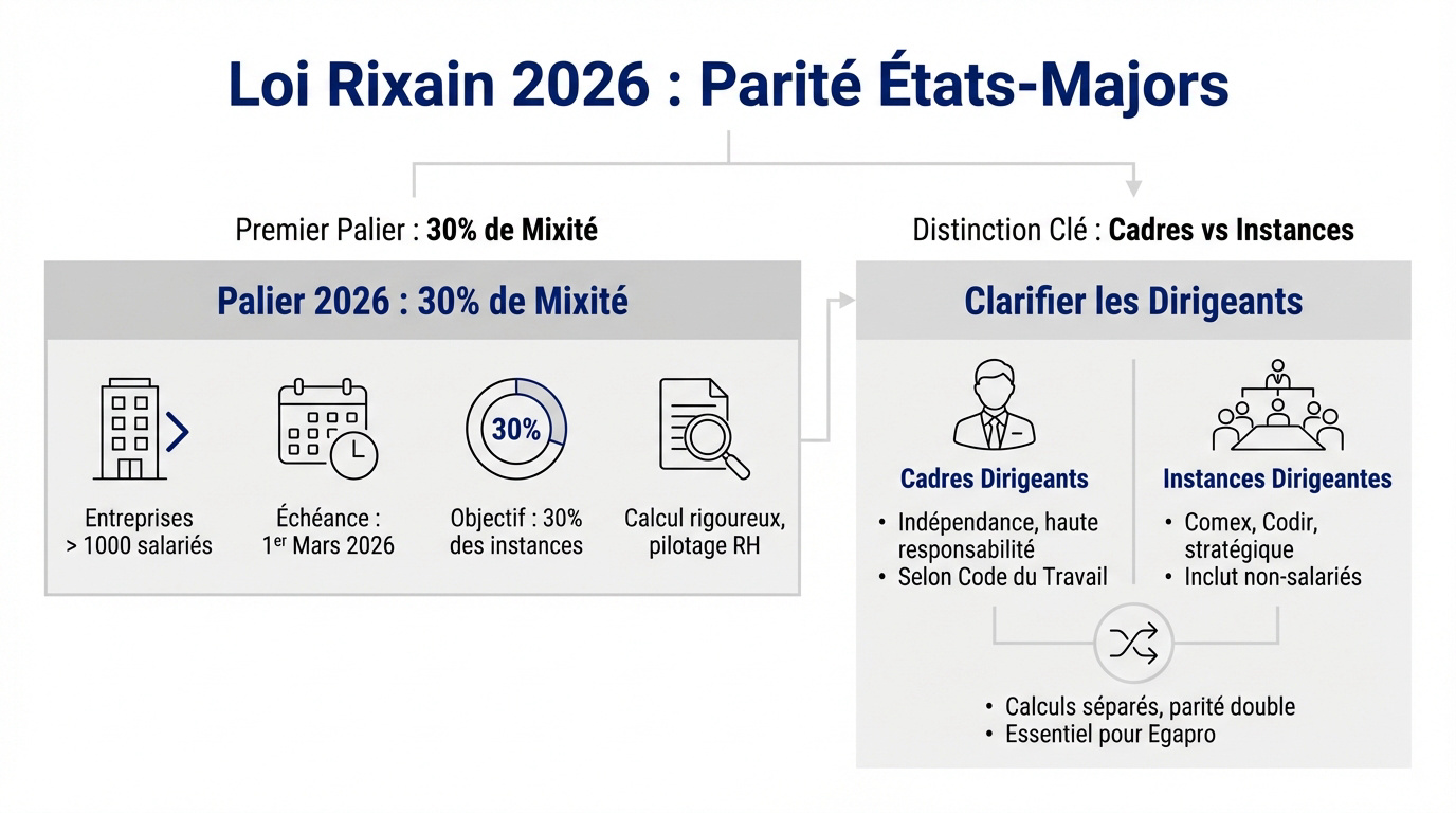 Représentation équilibrée des femmes et des hommes dans les instances dirigeantes loi Rixain 2026
