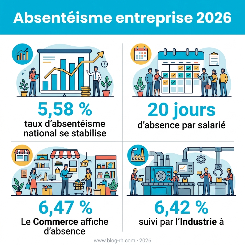 Infographie — absentéisme entreprise 2026