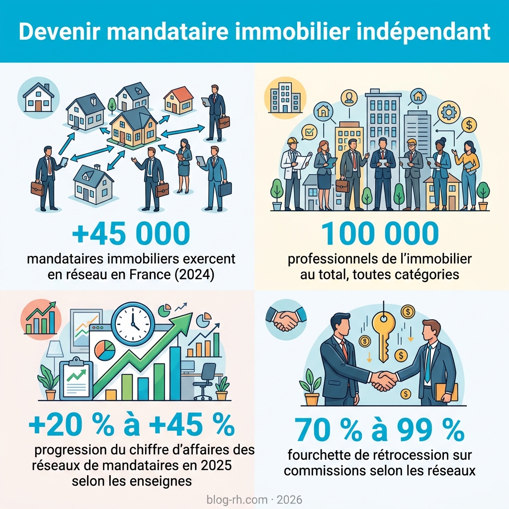 Infographie : devenir mandataire immobilier indépendant