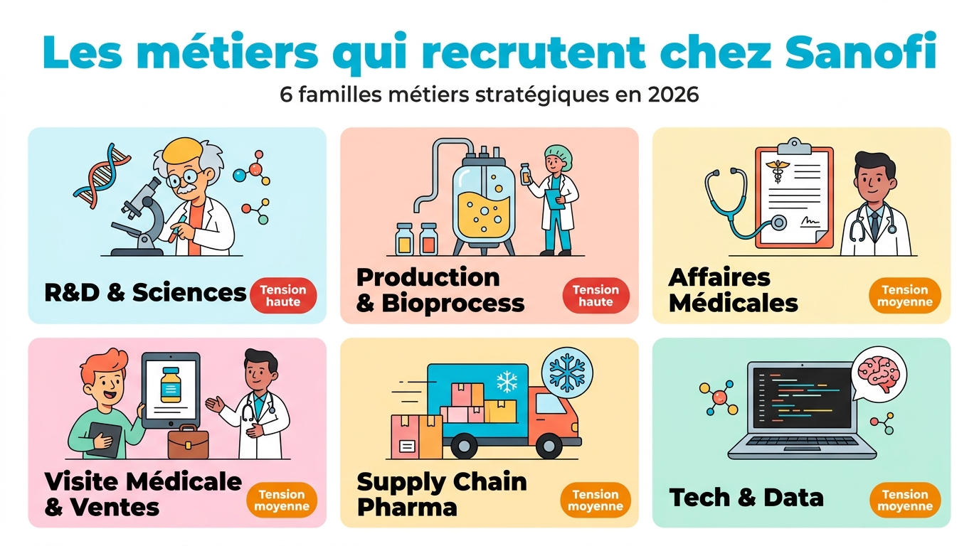 Les métiers qui recrutent chez Sanofi en 2026 : 6 familles métiers stratégiques