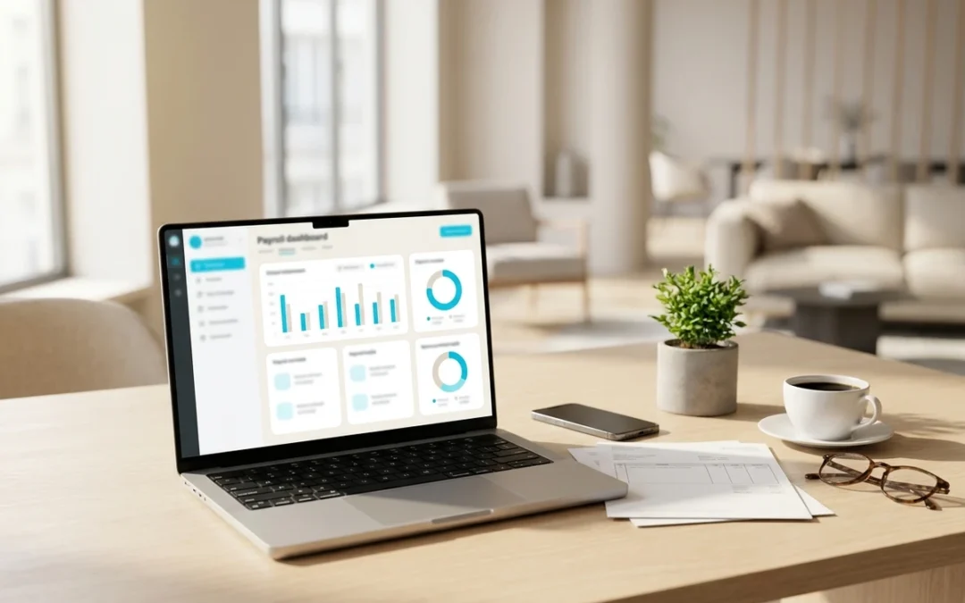 Logiciel de paie Syntec : tableau de bord de paie sur ordinateur