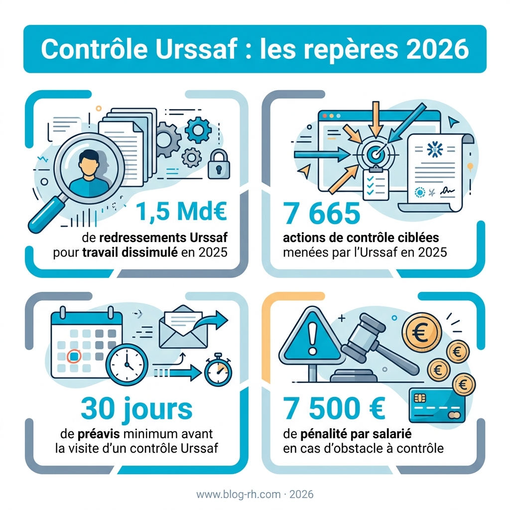 Infographie : contrôle Urssaf, les repères 2026