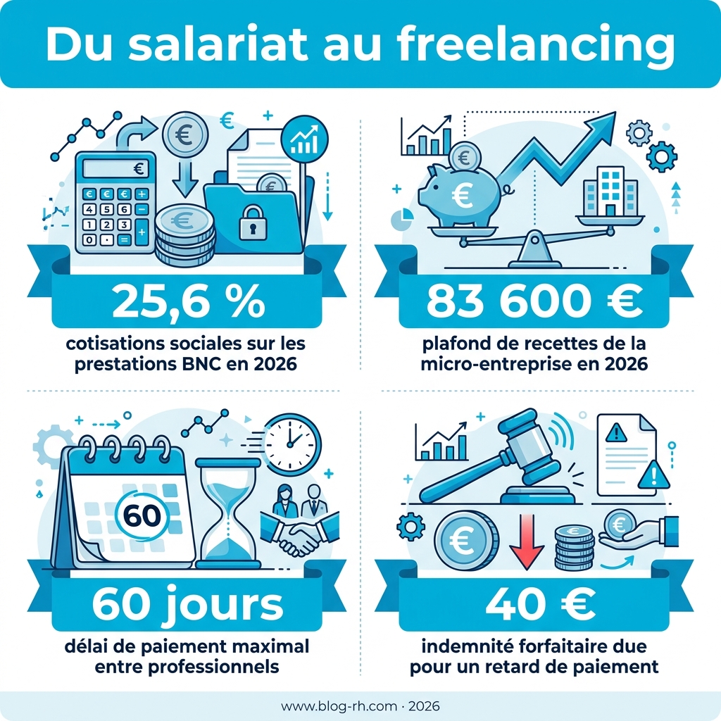 Infographie : du salariat au freelancing, les repères chiffrés de 2026